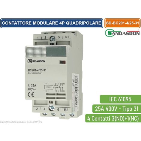 Contattore di sicurezza Rele' Con Bobbina 230V 4P/25-32A 4M (1/2)
