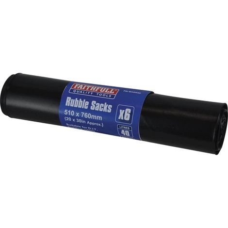 Faithfull Black Rubble Sacks (Roll 6) FAIBAGRS6 (1/4)