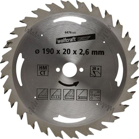 wolfcraft 1 Kreissägeblatt HM, 28 Zähne ø190mm - 6476000