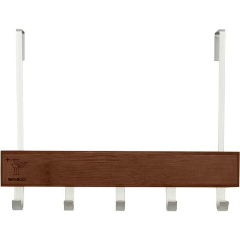 Designer coat rack, wall-mounted storage rack/over-the-door coat rack with 5 double hooks for entryway and bathroom doors (retro color) (1/5)