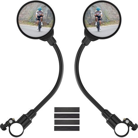 (Black) 2 Pieces Bicycle Rearview Mirror, 360° Adjustable Electric Scooter Rearview Mirror, Bicycle Handlebar Mirror for 22-32mm Handlebars, Convex Mirrors, Round HD Mirror for Electric Scooter (1/5)