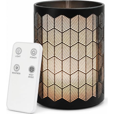 Diffuseur d’Huile Essentielle – Diffusion Ultrasonique pour Aromathérapie à Froid - avec Télécommande - Éclairage LED Effet Bougie – en Métal et Verre (1/5)