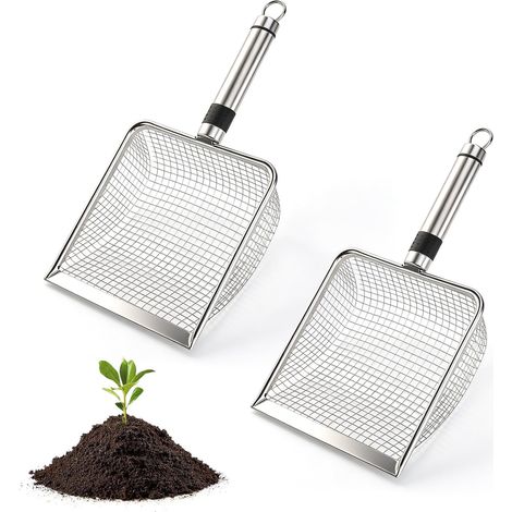 2 PCS Tamis Jardin Acier Inoxydable 28 virgule 5 cm Tamis Terre Poignée Passoire Sable 3 virgule 8 mm 5 mm Tamis (1/5)