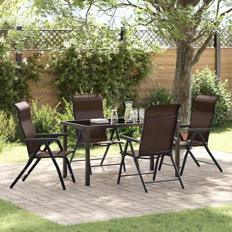 Garten Essgruppe 5 pcs Braun Pulverbeschichteter Stahl (1/5)