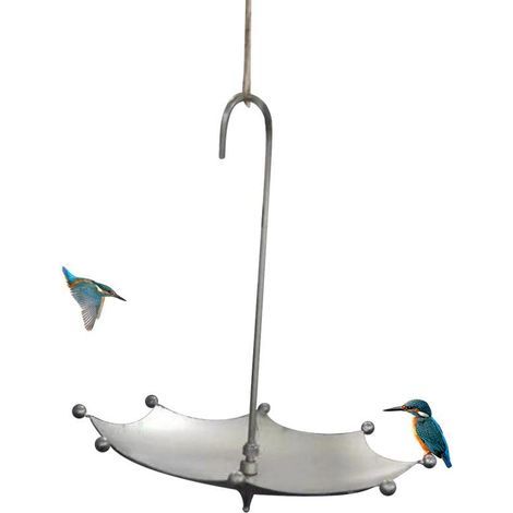 Vogelfutterhaus aus Metall, schirmförmiges Vogelbad, Gartendekorationen für Vogelbad (1/5)