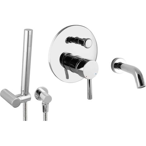 PaulGurkes unterputz Set Badewanne Wannenset Wanneneinlauf rund Messing (1/5)