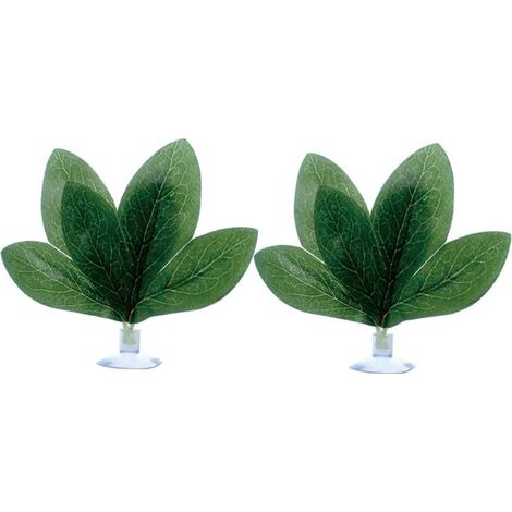 Hamac de Feuille de Lit Betta 2 Pièces,Feuille de Plante Artificielle D'aquarium avec Ventouse pour Décorations de Plantes Aquatiques D'aquarium Betta