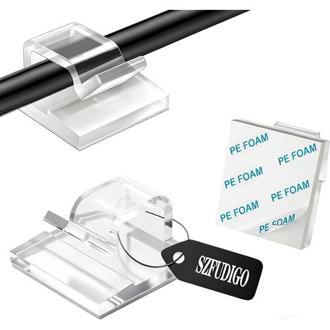 Clips Cable 50pcs Transparent,Clip Support Attache Serre accroche adhesif Fixation Electrique Guirlande Lumineuse Transparent Petit (1/5)