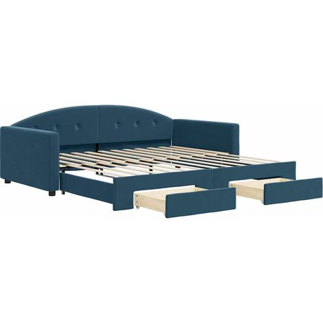 Maison Exclusive - Divano Letto Estraibile con Cassetti Blu 100x200 cm in Velluto