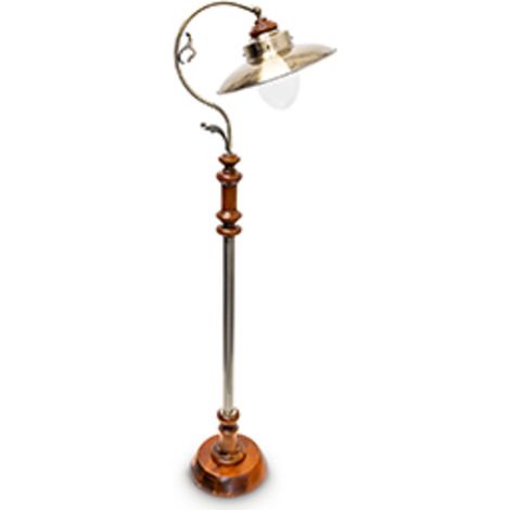 Relaxdays Stehlampe im Jugendstil Design, mit neigbarem Schirm, aus Massivholz und Messing, HBT: ca. 157 x 35 x 39 cm