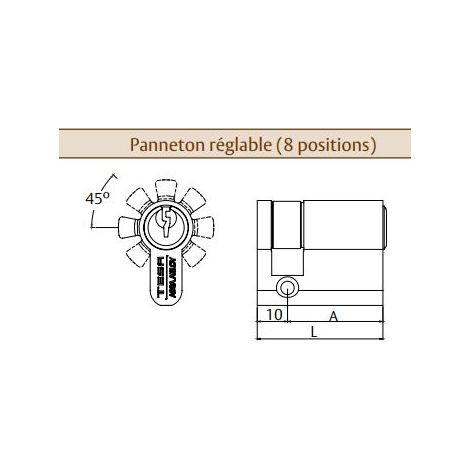 Cilindro de puntas ajustable TESA TE5 niquelado 30x10 - T53W3010N