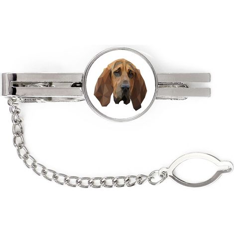 Sabueso, perro de San Huberto - pinza de corbata geométrica con foto e inscripción Art-Dog (1/4)