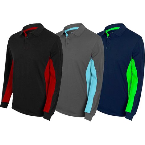 Velilla 105514 Langärmliges Arbeitspoloshirt - L - Hellgrau/Hellblau