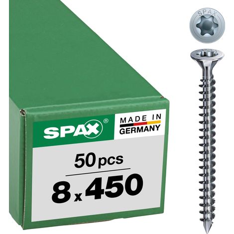 Vis construction bois, 8,0 x 450 mm, 50 pièces, Tête centrante, Tête fraisée, T-STAR plus T40, Pointe CUT (1/3)