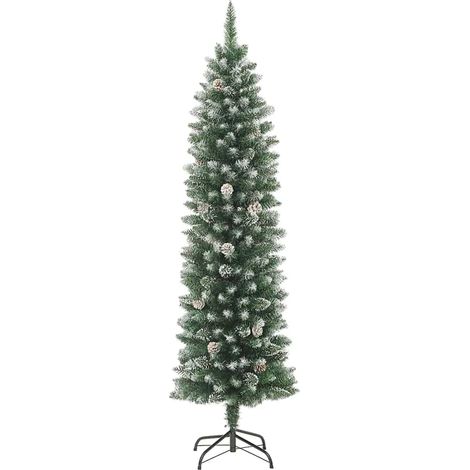 Albero di Natale Albero natalizio Albero festivo Artificiale Sottile con Base 240 cm PVC (1/5)