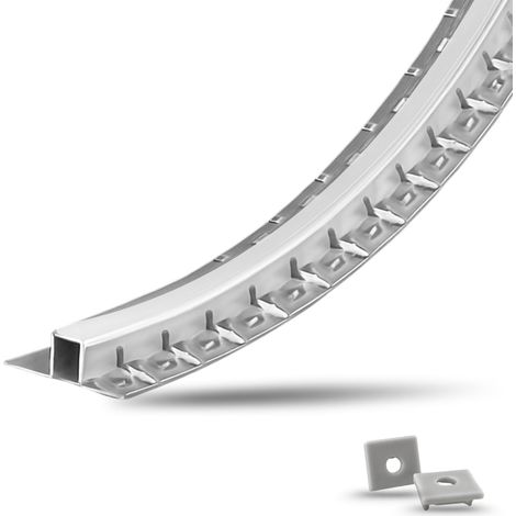 Profilé pour Carrelage Ceramic Line avec Canal pour Éclairage LED Barre 2 m Encastrée Invisible + Diffuseur Lumière Continue (Profil Flat - Flat Flex)