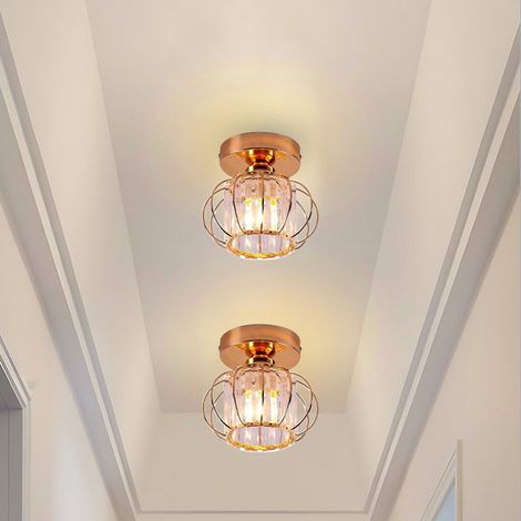 Plafonnier en Cristal Moderne Lampe de Plafond Rond en Métal Rose Ø18CM Convient pour Salon du Couloir - 2Pcs (1/5)