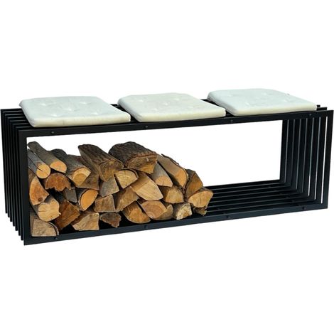 Dandibo – Panier à bois 150 cm – Étagère à bois de chauffage en métal noir – Support de bûches intérieur – Montage rapide et facile (1/5)