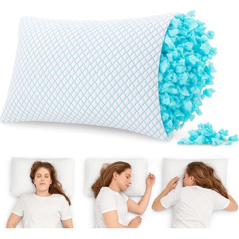 Oreiller cervical en mousse à mémoire de forme - Oreiller rafraîchissant avec mousse à mémoire de forme recyclée - Coussin orthopédique contre les douleurs au cou - Durable et ergonomique (1/5)