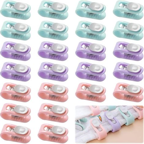 24 Pièces Enfile Couette,Enfile Couette Porte,Enfile Couette,Attache Couette,Clips pour Housse De Couette, Clips pour Housse De Couette,sans Aiguille, Utilisé pour Fixer Les Coins De Couette (1/5)