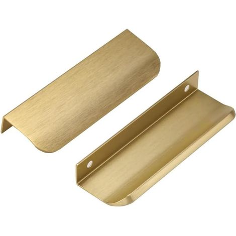 Lot de 10 poignées de porte cachées, en alliage d'aluminium, pour armoire, porte, tiroir, dorée, longueur totale : 120 mm (1/5)