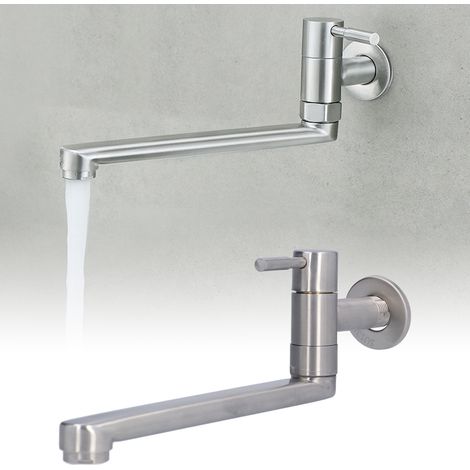 Verlängerte Küchenarmatur G1/2 aus Edelstahl 304, Einzelkühleinheit, für Balkon, Haushalt, Reinigung, Spüle, Spritzschutz (1/5)