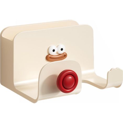 Supporto da parete per asciugacapelli, scatola portaoggetti adesiva con vano per cavi, utilizzata (1 pezzo color crema) (1/5)