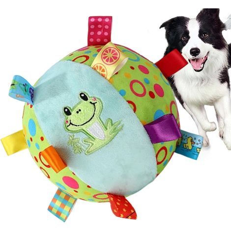 Quietschball (15 cm) für Hunde: Sensorisches Spielzeug und Trainingsspielzeug. Quietschball mit Glöckchen für das Training im Garten, Park, am Strand, drinnen und draußen.