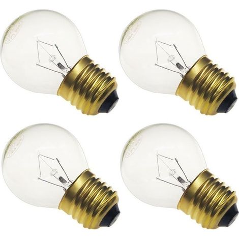 Ampoule pour four 40 W Haute température 230 V Transparente 415 lumens Culot E27 en laiton moyen Lot de 4 (G45) (1/5)