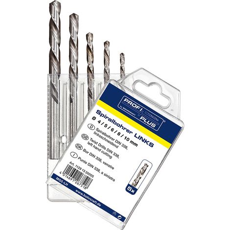 Juego de brocas DIN 338 LN izquierda HSS-G, Multi-Pack // 4-5-6-8-10/5-uds.  Bohrcraft 11291330005