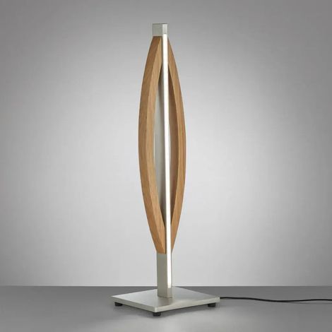 [NEUWERTIG] B-Ware Quitani Led Tischleuchte Lampe Kiera Eiche Mattnickel Aluminium Dimmfunktion
