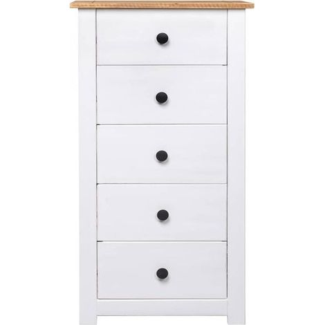 Buffet de Cuisine en Bois de Pin, Meuble Rangement 46x40x89 cm, Style Campagne Blanc, Étagère et Tiroirs pour Salle à Manger ou Salon (1/5)