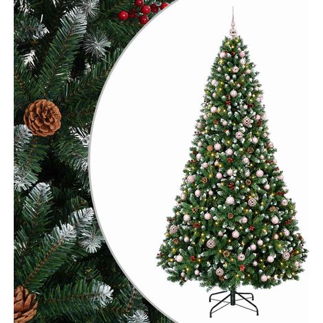 Künstlicher Weihnachtsbaum, Grün mit Kugeln 210 cm 300 LEDs vidaXL