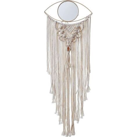 Suspension murale en Style bohème 100 % coton tissé Tapisserie à franges - Attrape-rêves - Motif mauvais œil - Décoration d'intérieur 82 cmx 30 cm (1/5)