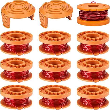 10 Bobine de Fil Convient pour Worx WA0010 WA0004,Rechange Coupe Bordure pour WG150,WG151,WG154,WG155,WG160,WG163,WG175,WG180,Ø1,65mm 3,05m Longueur,WA6531 Couvercle(10 Bobine+2 Couvercle) (1/5)