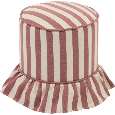 Pouf rond à rayures avec volant Rose 35x35x40 cm