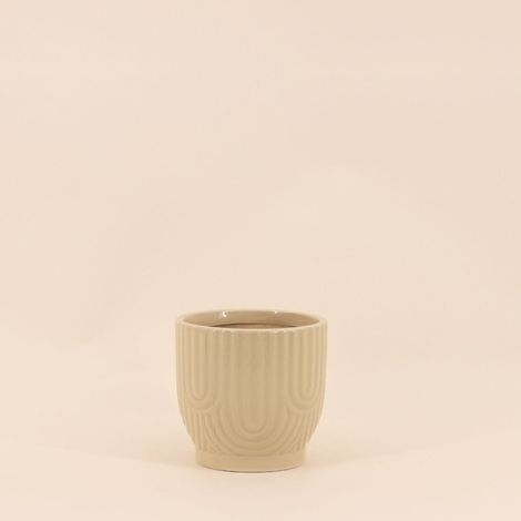 Cache-pot en céramique beige 13cm (1/5)