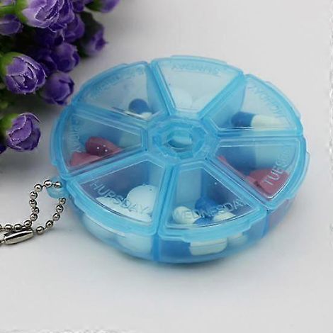Boîte de rangement pour pilules en plastique de forme ronde à 7 compartiments, distributeur et organisateur ( ) (1/2)