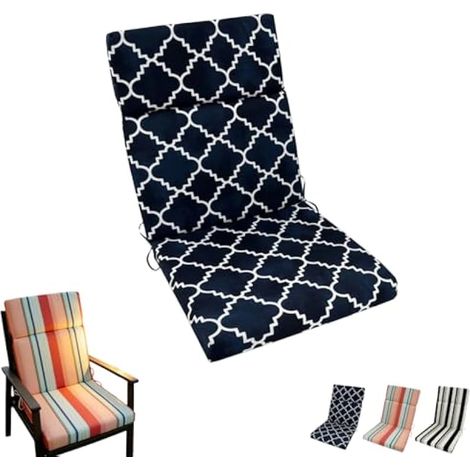 Coussin de chaise d'extérieur à dossier haut pour pelouse, terrasse, imperméable, résistant à la décoloration, amovible et lavable en machine Bleu 5 cm (1/5)