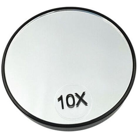 Miroir grossissant 10x rond avec ventouses – Verre DFP sans distorsion – Taille 87x10 mm pour maquillage et rasage (1/5)