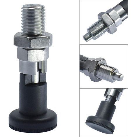 Pistone M12 a pulsante con molla, pistone di indicizzazione a molla, spinotto elastico, perno di posizionamento a molla, vite di bloccaggio a molla (1/5)
