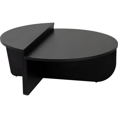 ELYNA - Table basse ronde couleur bois noir D90 cm