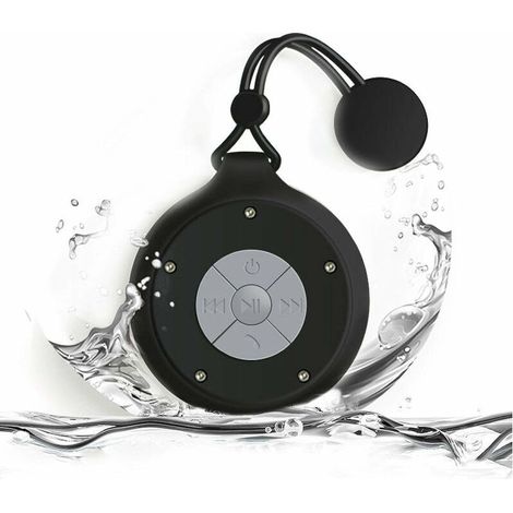 DEESSE SHOP - Haut-parleur de douche Bluetooth Haut-parleur de douche Bluetooth portable sans fil étanche avec haut-parleur de douche à ventouse pour plage, piscine, maison, fête, Noir (1/5)