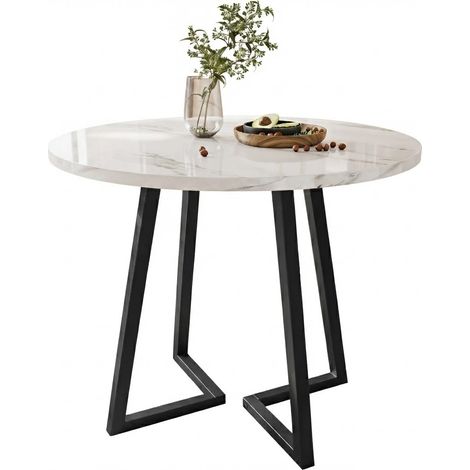 ELVMI Tavolo da Pranzo Rotondo con 1 Piano e Piedini Regolabili per Sala da Pranzo e Cucina, Ø80×75 cm (1/5)