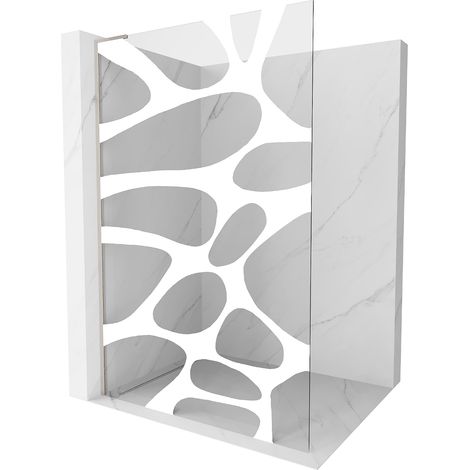 Mexen Kioto L Duschwand Walk-in 80 x 200 cm, weißes Muster, gebürstetes Nickel - 800-080-103-97-97