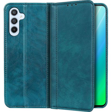 Funda tipo libro para Samsung Galaxy A34 5G, de piel dividida, color verde. (1/5)