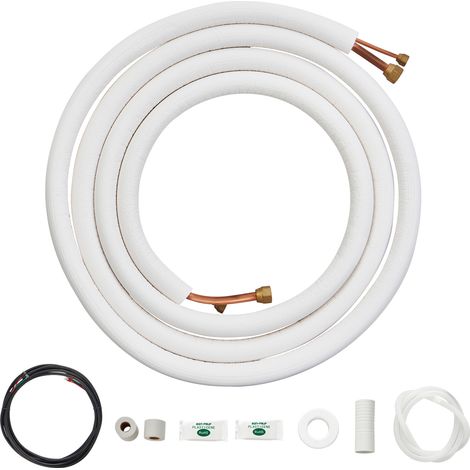 VEVOR 4876,8 mm Mini-Split-Leitungssatz, 6,4 und 12,7 mm Außendurchmesser, Kupferrohre und dreischichtige Isolierung, für Klimaanlagen oder Heizungspumpengeräte und HVAC mit umfangreichem Zubehör (1/5)