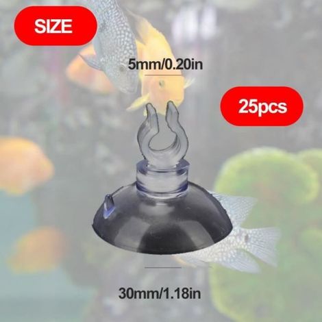 Ventouses pour aquarium - 25 pièces - Transparent - Plastique PVC - Résistant à la corrosion (1/4)