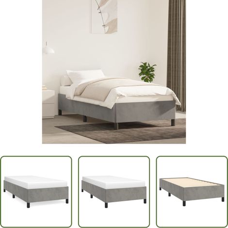 vidaXL Matratzenrahmen - Bettgestell ohne Matratze Hellgrau 100x200 cm Samt (1/5)