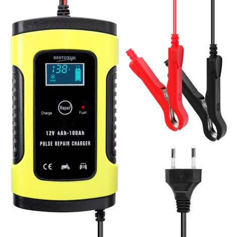 Dispositif de recharge de batterie de voiture entièrement automatique 6A, chargeur de puissance intelligent, chargeurs de réparation d'impulsions, chargeurs de batterie au plomb avec écran LCD numériq (1/5)